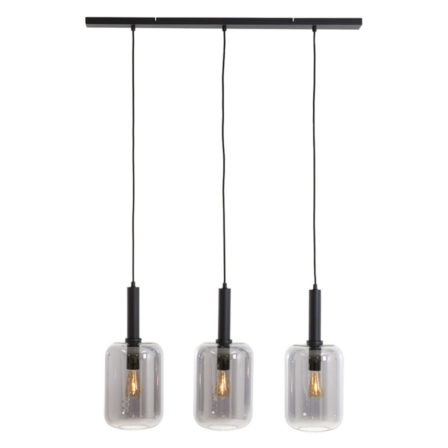Light & Living Hanglamp 'Lekar' 3-Lamps, kleur Zwart/Smoke afbeelding 1