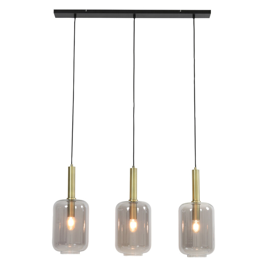 Light & Living Hanglamp 'Lekar' 3-Lamps, Antiek Brons/Smoke Light & Living Hanglamp 'Lekar' 3-Lamps, Antiek Brons/Smoke afbeelding 1