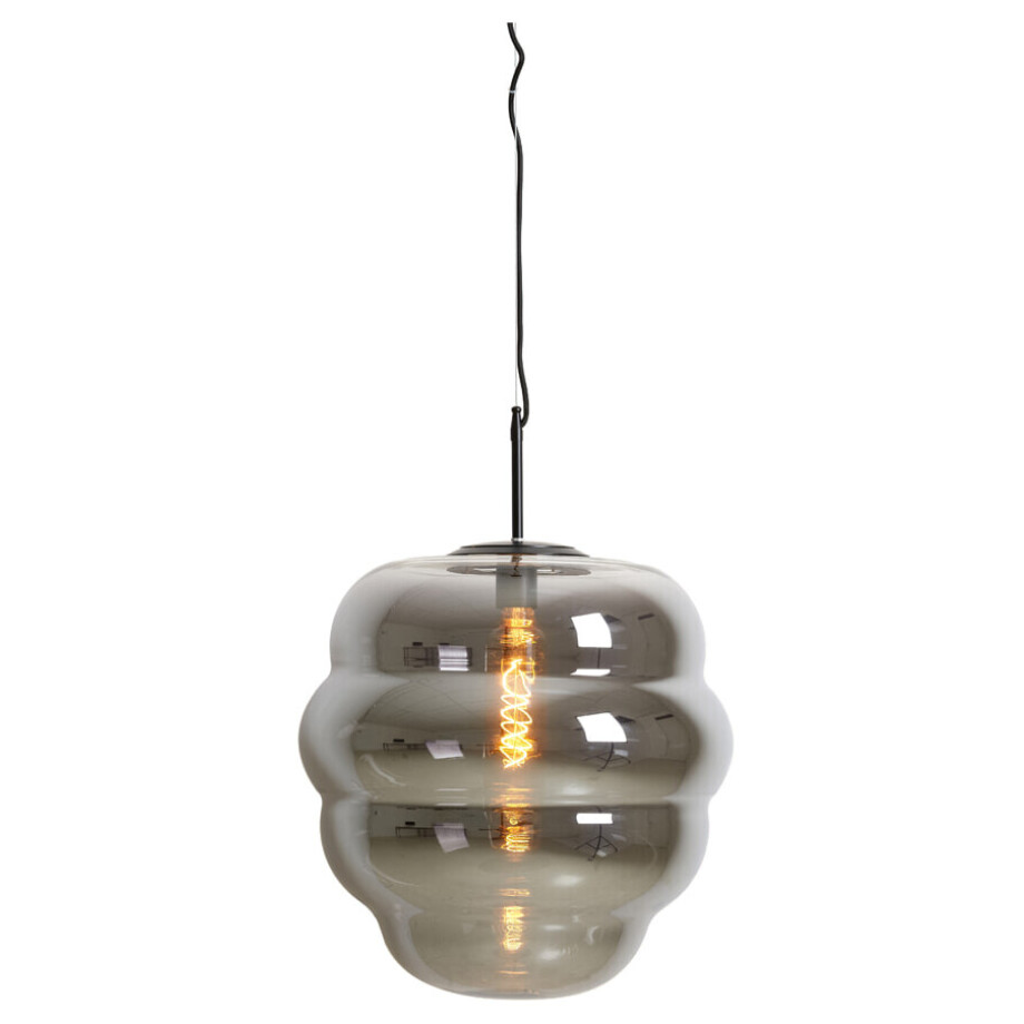 Light & Living Hanglamp 'Misty' 45cm, kleur Smoke/Mat Zwart Light & Living Hanglamp 'Misty' 45cm, kleur Smoke/Mat Zwart afbeelding 1
