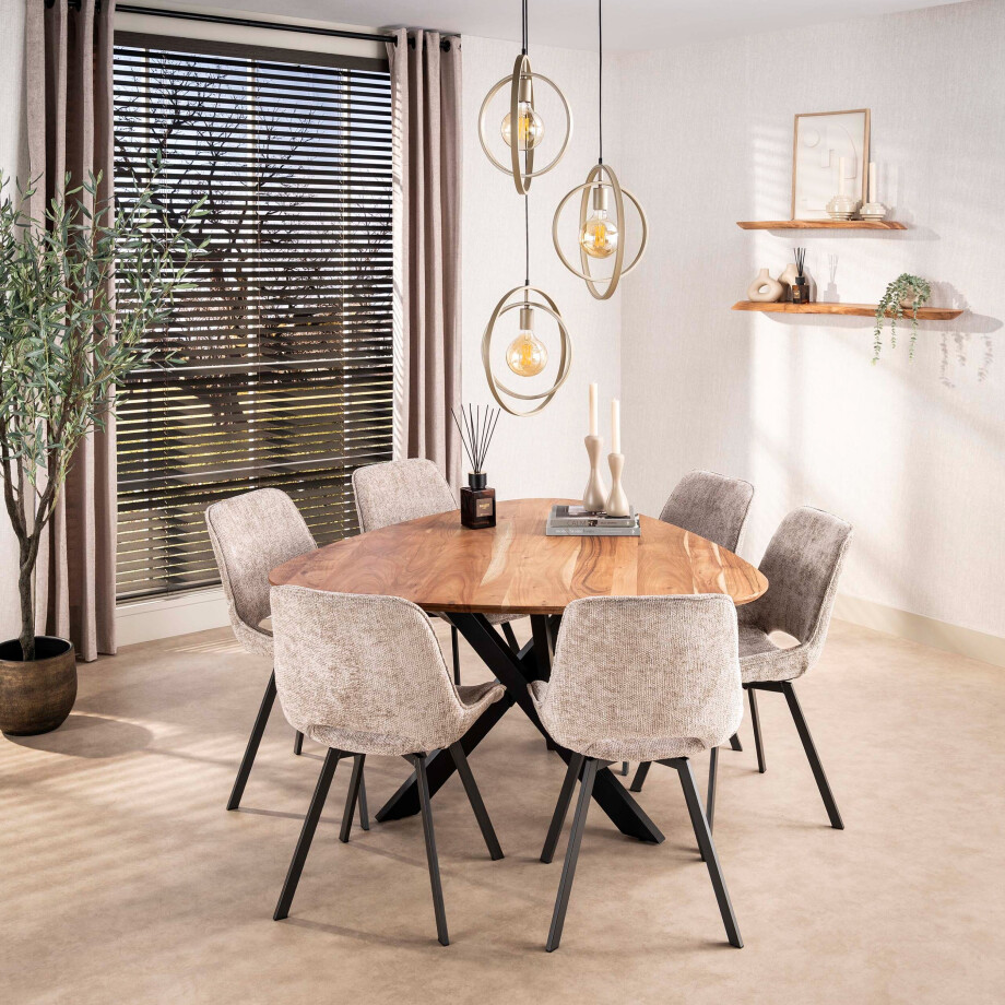 Eettafel Triangle 135x135 cm Massief acacia Eettafel Triangle 135x135 cm Massief acacia afbeelding 1