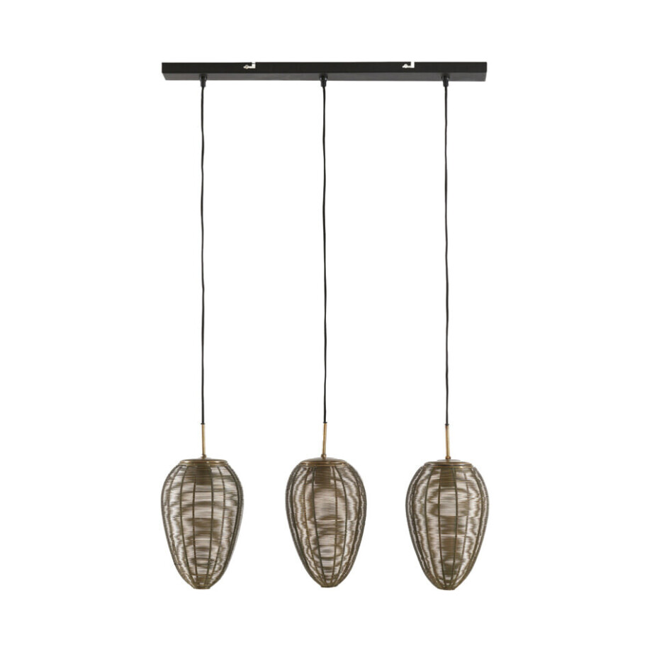 Light & Living Hanglamp 'Yaelle' 3-Lamps, kleur Antiek Brons/Mat Zwart Light & Living Hanglamp 'Yaelle' 3-Lamps, kleur Antiek Brons/Mat Zwart afbeelding 1