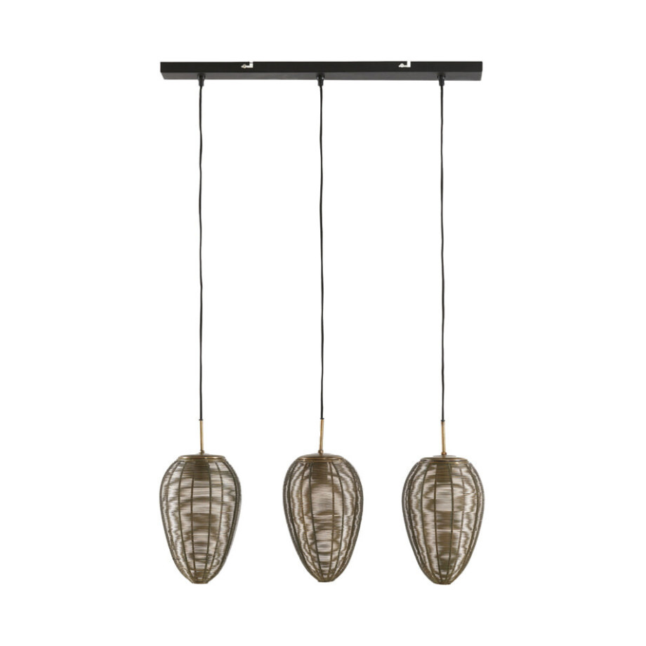 Light & Living Hanglamp 'Yaelle' 3-Lamps, kleur Antiek Brons/Mat Zwart afbeelding 1