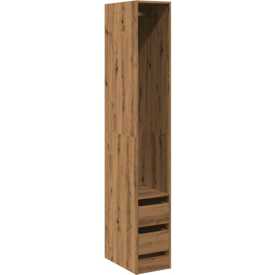 vidaXL - Kledingkast - 30x50x200 - cm - bewerkt - hout - artisanaal - eikenkleur afbeelding 1