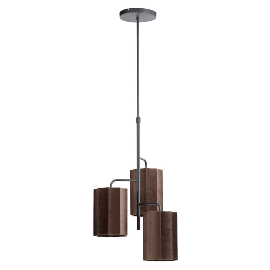 Light & Living Hanglamp 'Edisa' 3-lamps, kleur Donkerbruin afbeelding 