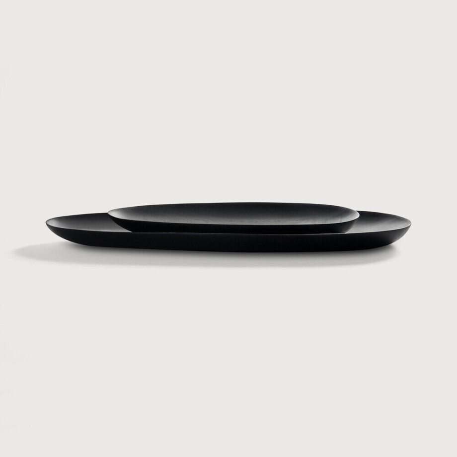 Ethnicraft Ovale Schaal 'Thin Oval' Mahoniehout, Set van 2 stuks, kleur Zwart afbeelding 1