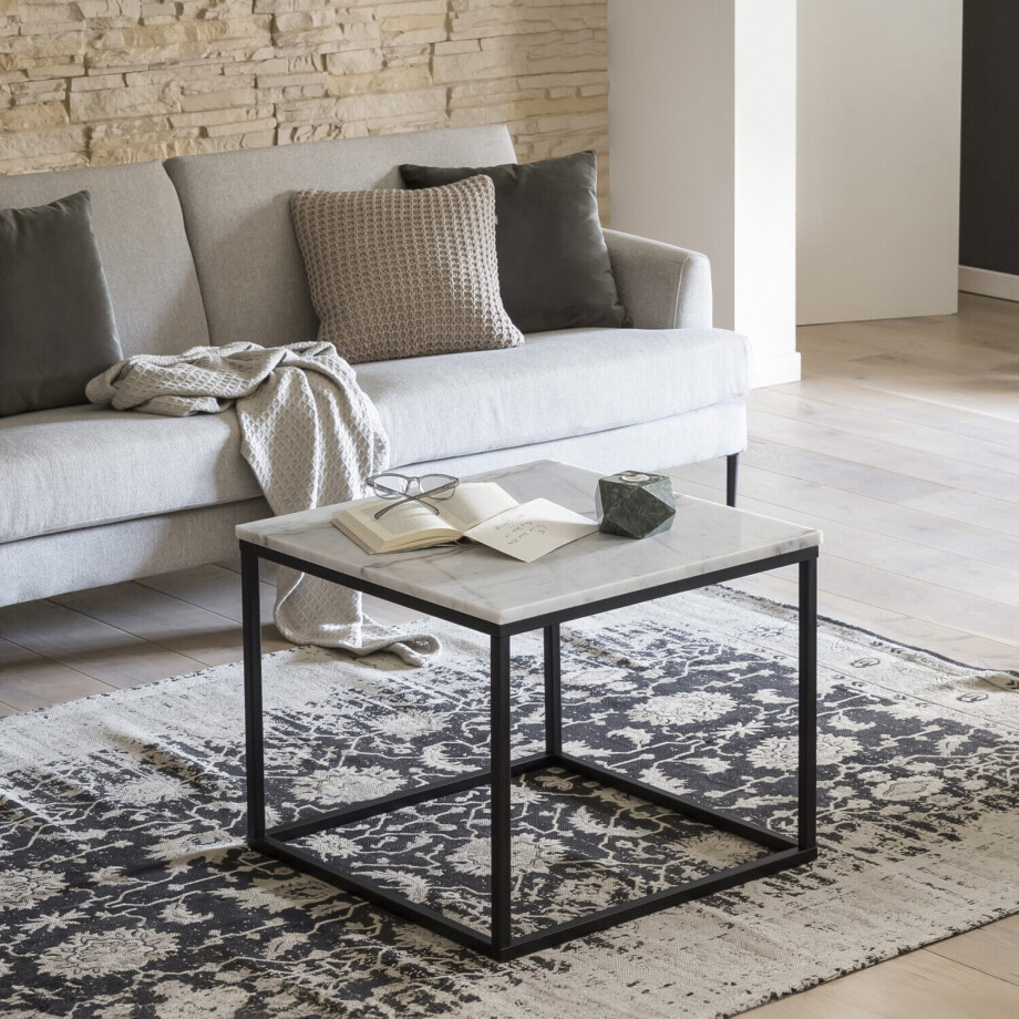 Artistiq Salontafel 'Sadi' 60 x 60cm, wit marmer afbeelding 