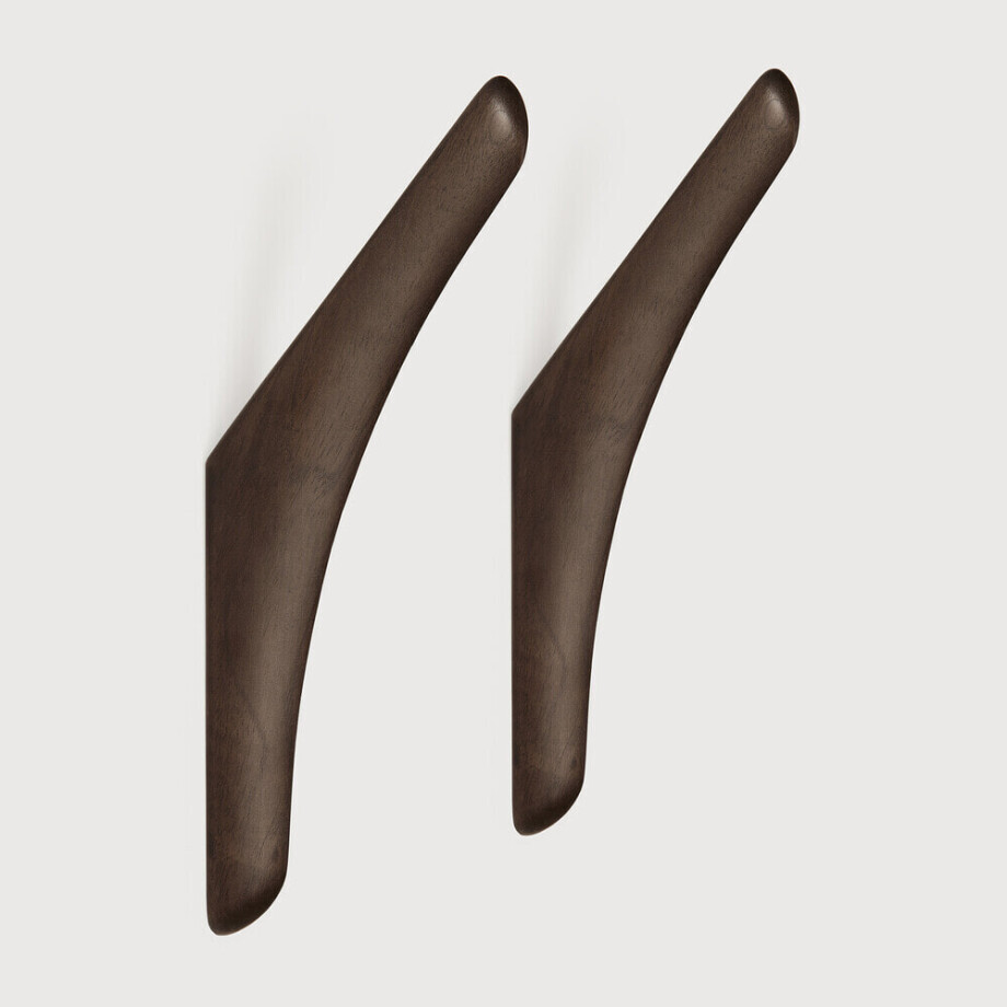 Ethnicraft Wandhaak 'PI' Mahoniehout, Set van 2 stuks, kleur Donkerbruin afbeelding 1