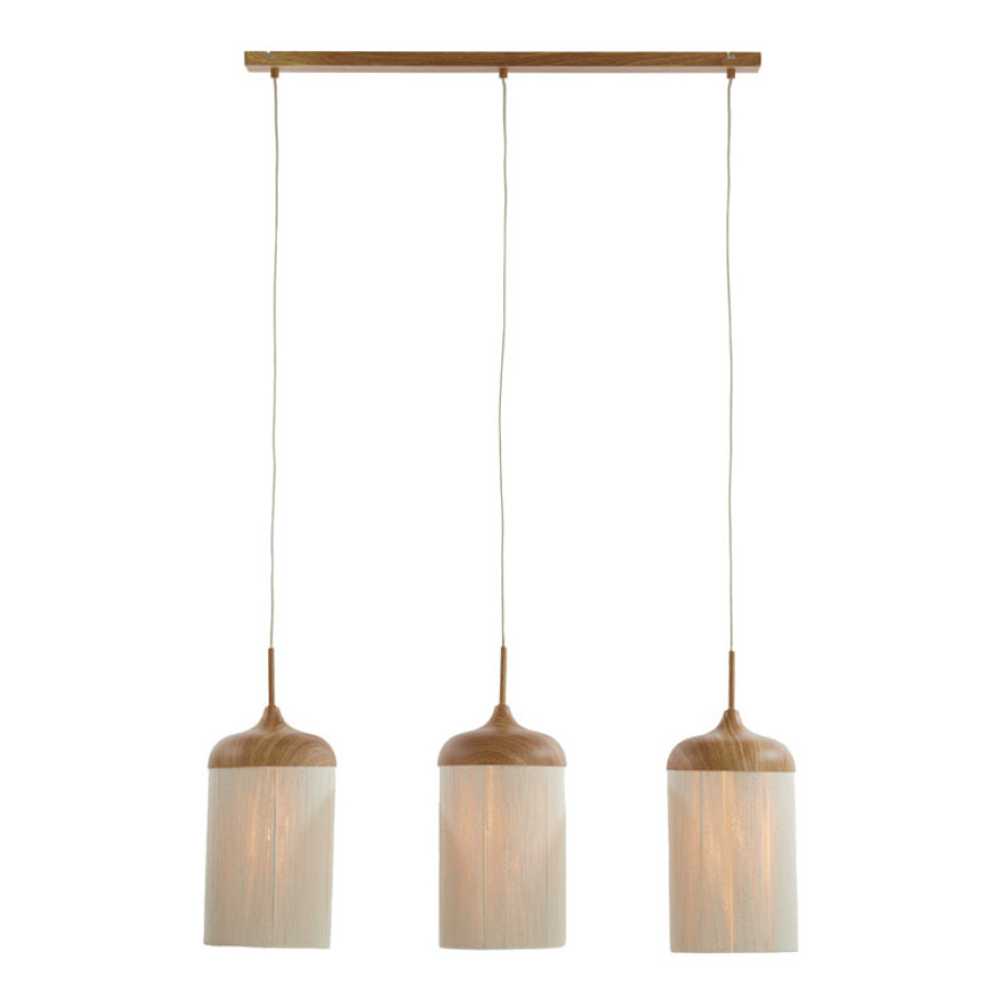 Light & Living Hanglamp 'Dania' Houtlook en touw, 3-lamps afbeelding 