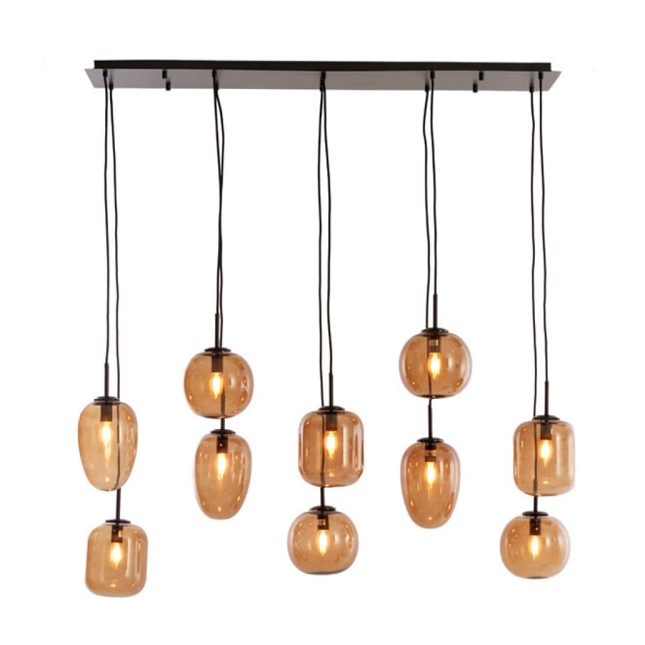 Light & Living Hanglamp 'Mezza' Glas, 10-lamps, kleur Bruin afbeelding 