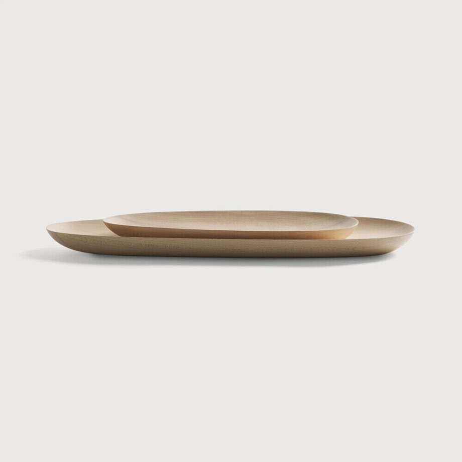 Ethnicraft Ovale Schaal 'Thin Oval' Esdoorn, Set van 2 stuks, kleur Naturel afbeelding 1