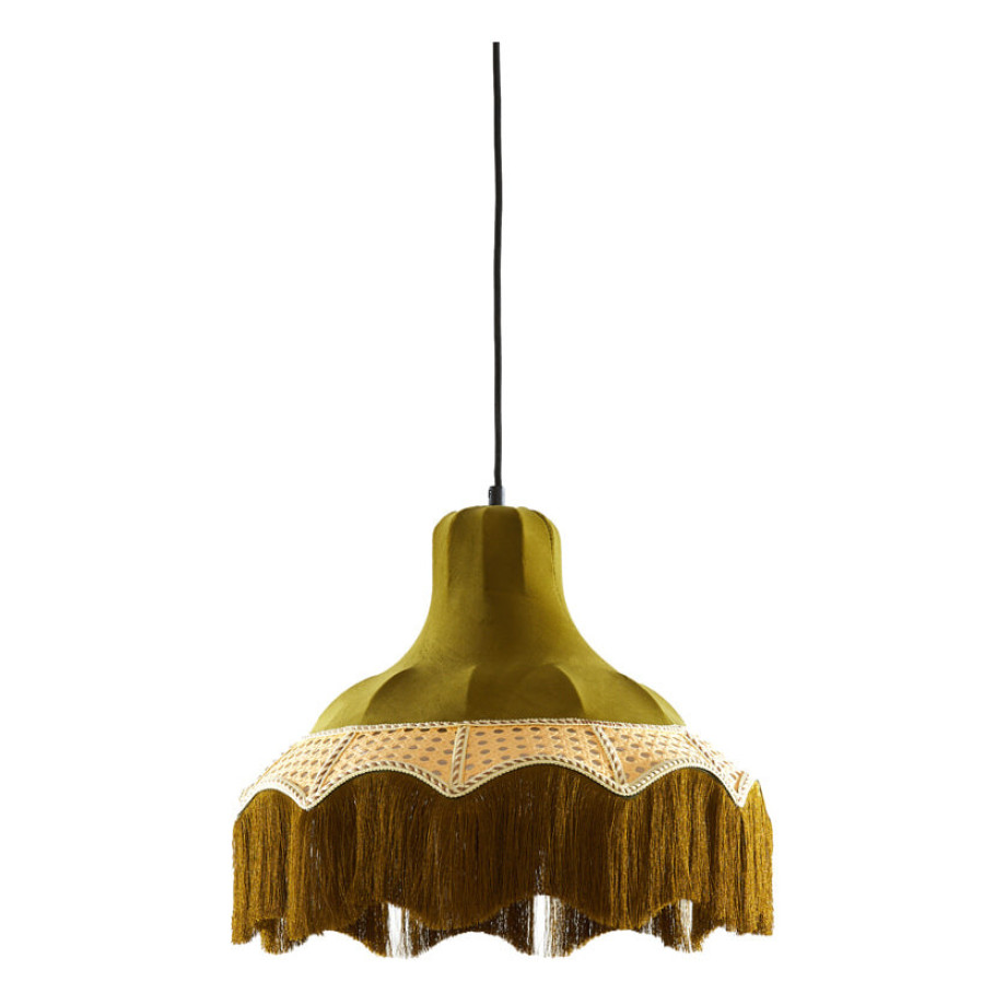 Light & Living Hanglamp 'Mizia' Velvet en webbing, 40cm, kleur Groen afbeelding 1