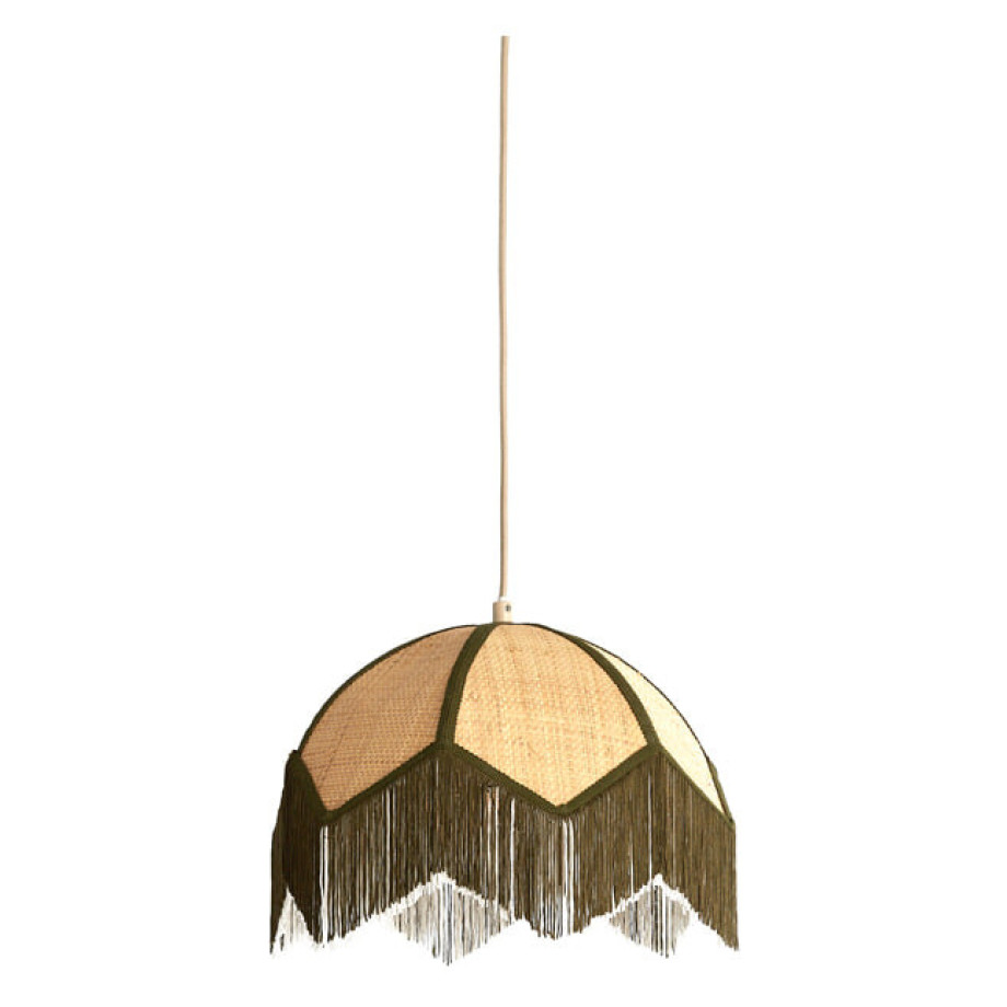 Light & Living Hanglamp 'Sulina' Raffia, 35cm, kleur Naturel/Groen afbeelding 