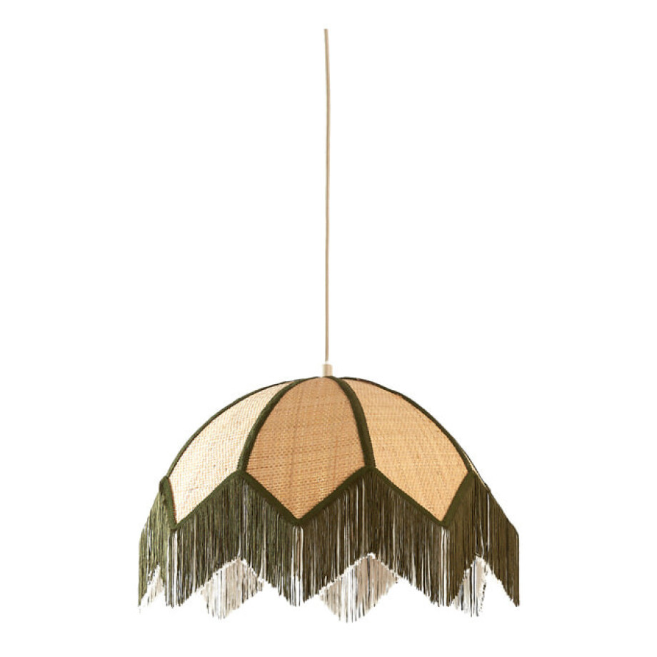 Light & Living Hanglamp 'Sulina' Raffia, 45cm, kleur Naturel/Groen afbeelding 1