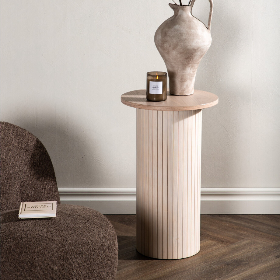 Nohr Ronde Bijzettafel 'Fionna' 40cm, kleur Whitewash Nohr Ronde Bijzettafel 'Fionna' 40cm, kleur Whitewash afbeelding 1