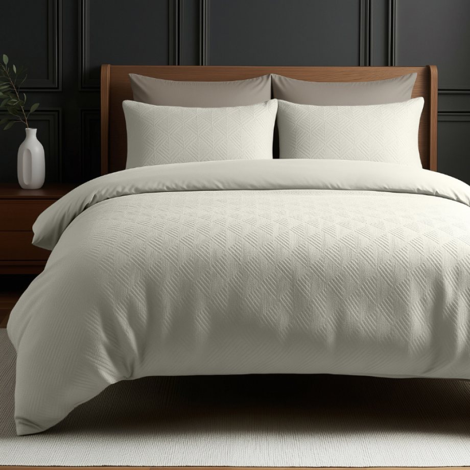 Dekbedovertrek 3D Embossed - Milano - Crème - Tweepersoons (200x200 Cm) - Crème Microvezel - Abstract & Effen - Sleeptime Elegance - Dekbed-Discounter.nl Dekbedovertrek 3D Embossed - Milano - Crème - Tweepersoons (200x200 Cm) - Crème Microvezel - Abstract & Effen - Sleeptime Elegance - Dekbed-Discounter.nl afbeelding 1