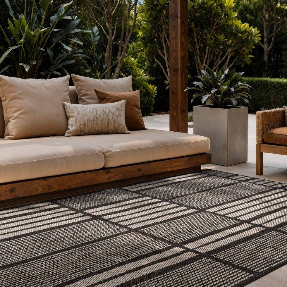 Vloerkleed Allington Rechthoekig - Zwart Wit 230x160cm - Polypropyleen - Dekbed-Discounter.nl afbeelding 
