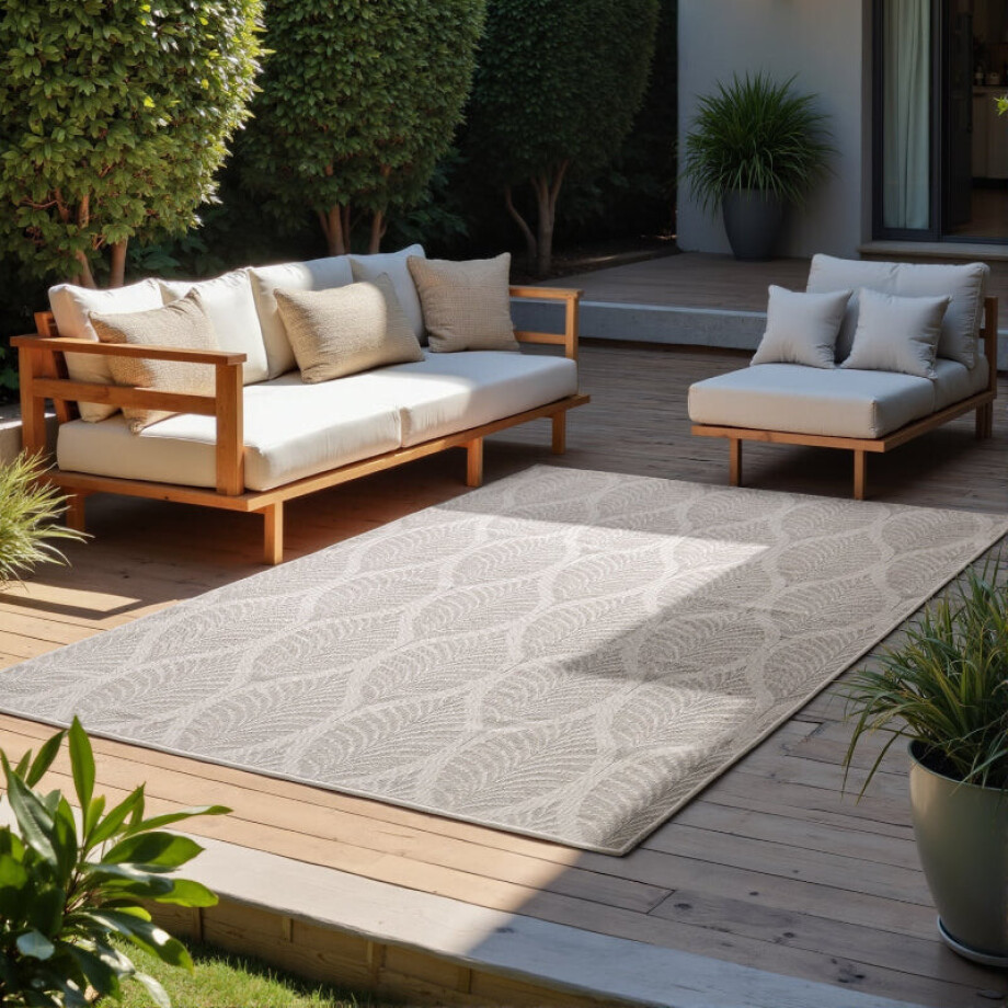 Vloerkleed Liora Rechthoekig - Wit Grijs 170x120cm - Polypropyleen - Dekbed-Discounter.nl afbeelding 