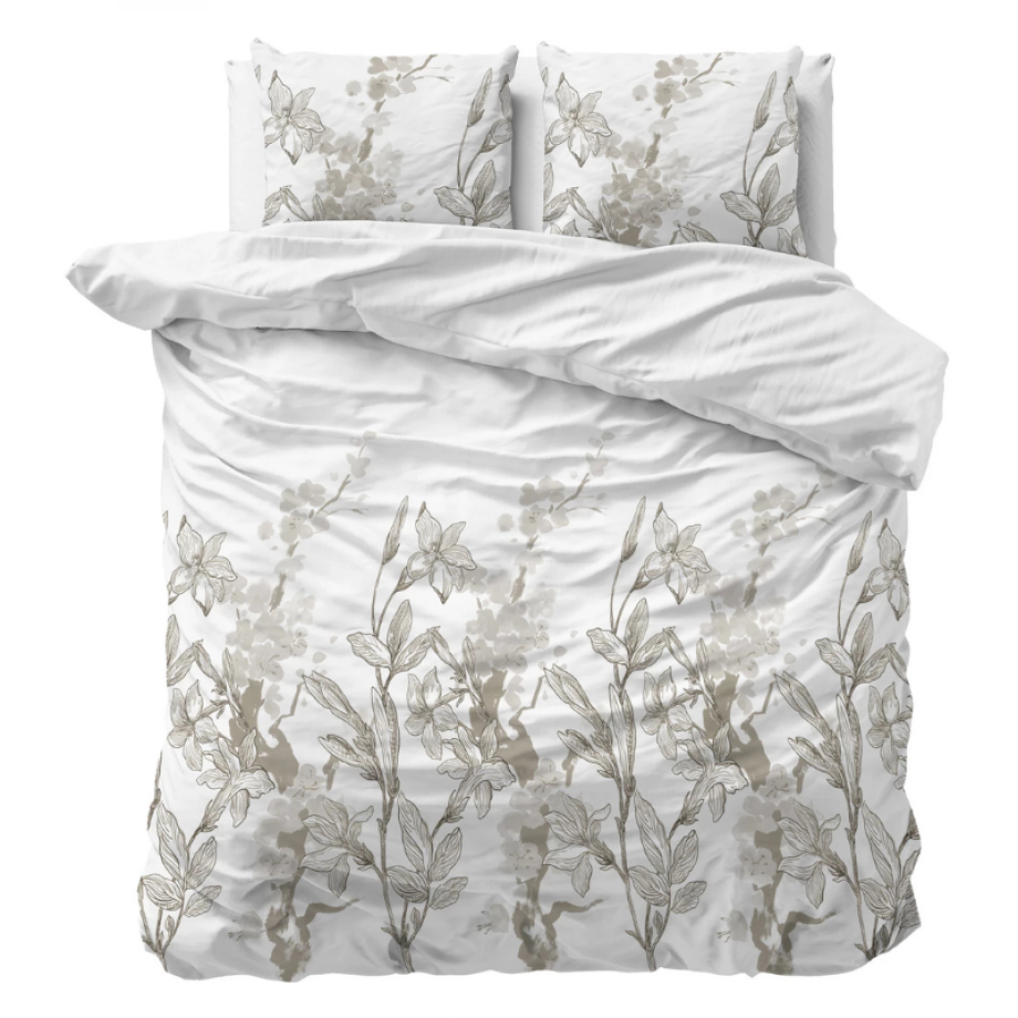 2e -50% | Dekbedovertrek Flynn - Wit - Tweepersoons (200x200 Cm) - Wit Polyester-katoen - Patroon - Sleeptime Elegance - Dekbed-Discounter.nl afbeelding 1