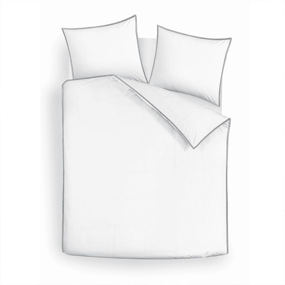 2e -50% | Dekbedovertrek Katoen - Amalfi - Tweepersoons (200x200 Cm) - Overlock Wit Katoen-satijn - Effen - Dekbed Discounter - Dekbed-Discounter.nl afbeelding 1