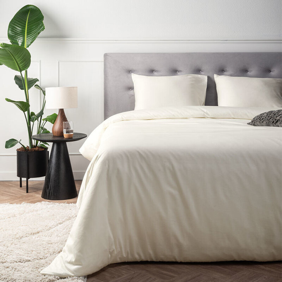 2e -50% | Dekbedovertrek Katoen-Satijn - Crème - Lits-Jumeaux (240x220 Cm) - Crème Katoen-satijn - Effen - Presence - Dekbed-Discounter.nl afbeelding 1