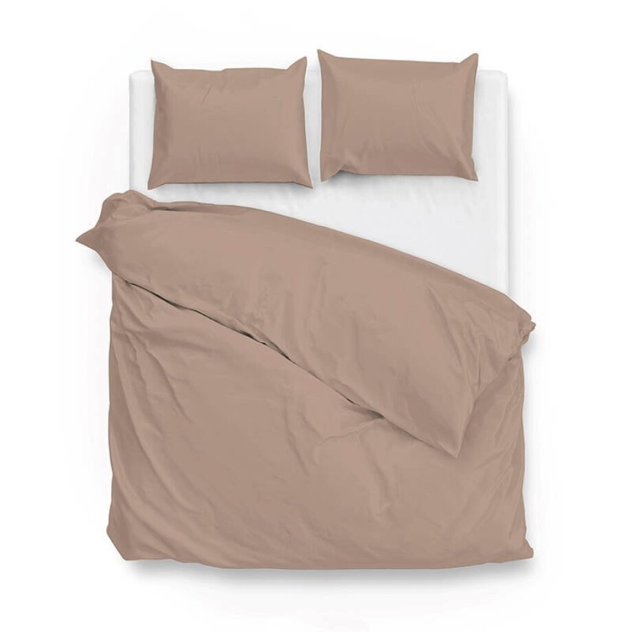 2e -50% | Dekbedovertrek Katoen-Satijn - Satinado - Praline Brown - Lits-Jumeaux (240x220 Cm) - Bruin Katoen-satijn - Effen - Zo!Home - Dekbed-Discounter.nl afbeelding 1