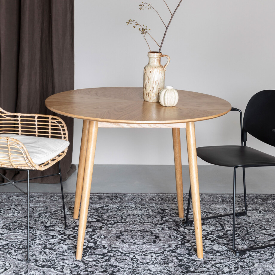 ZILT Ronde Eettafel 'Memo' Eikenhout, 100cm, kleur Naturel ZILT Ronde Eettafel 'Memo' Eikenhout, 100cm, kleur Naturel afbeelding 1