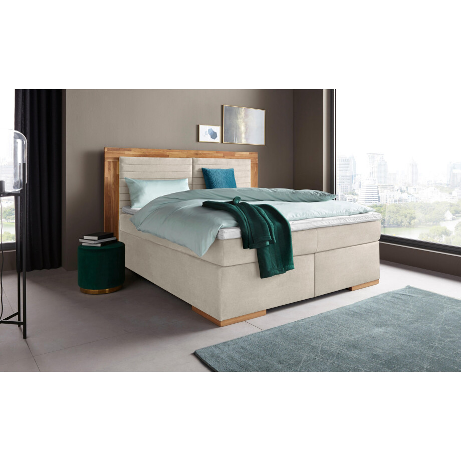 Places of Style Boxspring Cup met massief houten frame, met topmatras, in 2 hardheden, in 3 breedten afbeelding 1