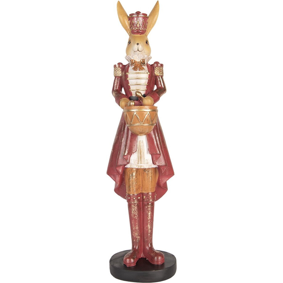 Clayre & Eef Decoratie Beeld Konijn 48 cm Beige Rood Kunststof afbeelding 1