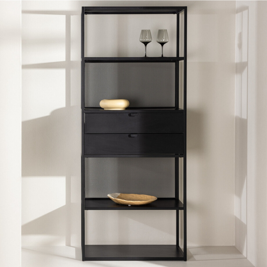 Nohr Wandkast 'Kammie' 185 x 80cm, kleur Zwart Nohr Wandkast 'Kammie' 185 x 80cm, kleur Zwart afbeelding 1