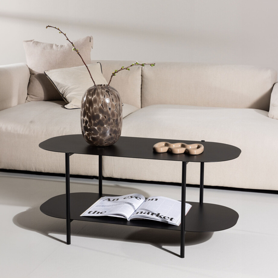 Nohr Ovale Salontafel 'Keyatta' 100 x 50cm, kleur Zwart afbeelding 1