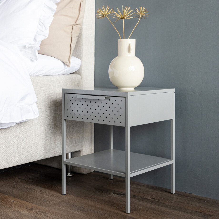 Nohr Nachtkastje 'Teesha' 40 x 40cm, kleur Lichtgrijs Nohr Nachtkastje 'Teesha' 40 x 40cm, kleur Lichtgrijs afbeelding 1