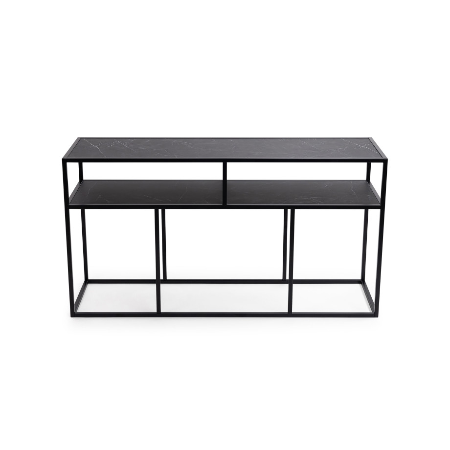 STALUX Side-table 'Teun' 150cm, kleur zwart / zwart eiken afbeelding 1