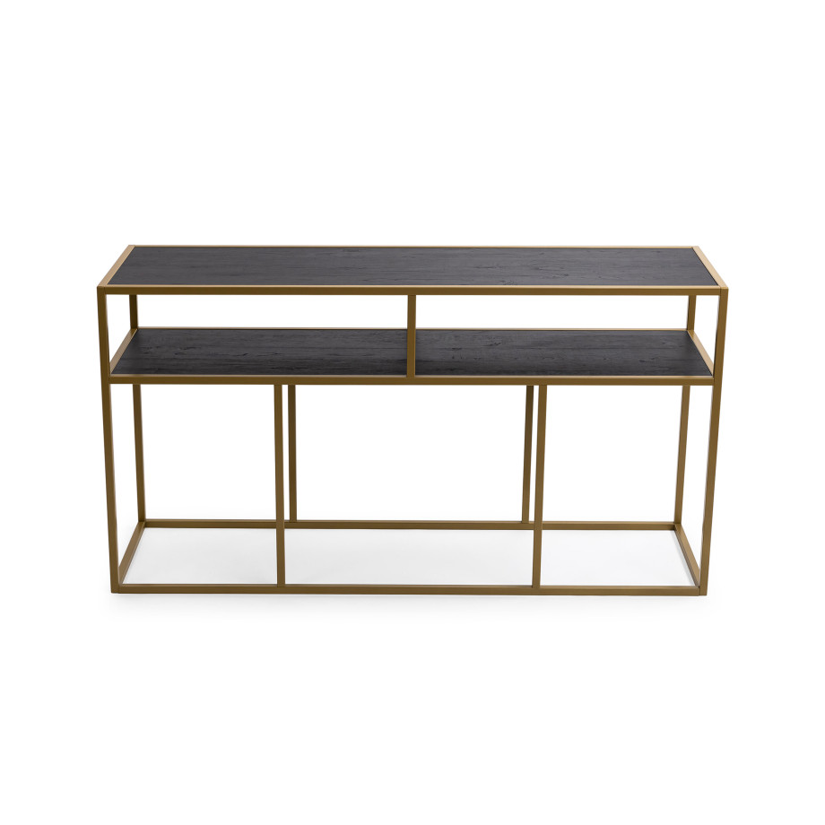 STALUX Side-table 'Teun' 150cm, kleur goud / zwart eiken afbeelding 1