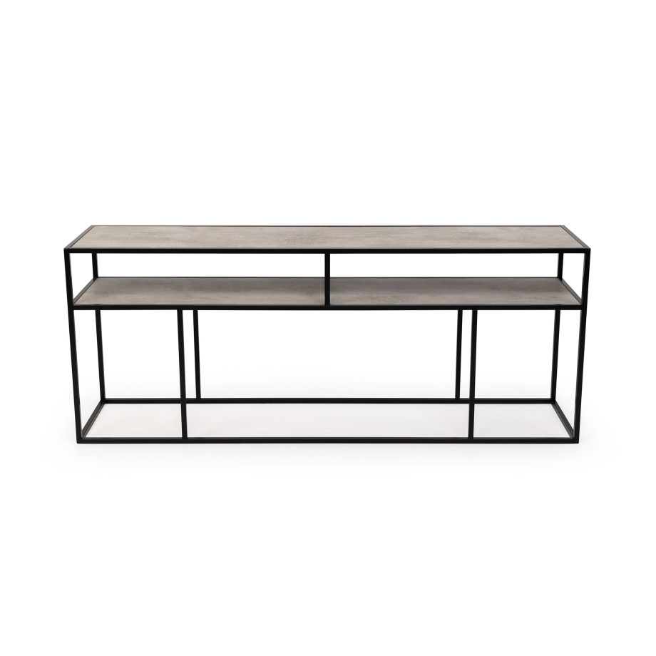 STALUX Side-table 'Teun' 200cm, kleur zwart / beton afbeelding 1