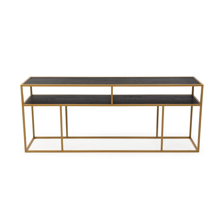 STALUX Side-table 'Teun' 200cm, kleur goud / zwart eiken afbeelding 1