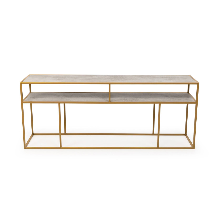 STALUX Side-table 'Teun' 200cm, kleur goud / beton afbeelding 1