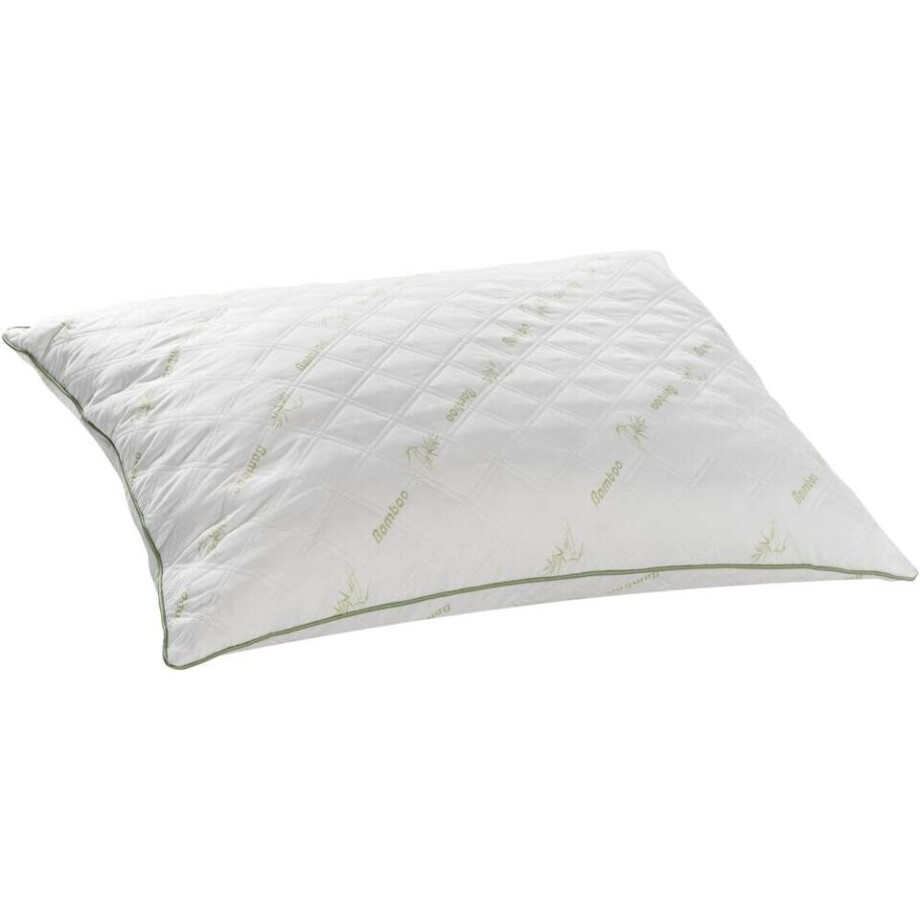 2e Halve Prijs Leen Bakker - Hoofdkussen Bamboe - 60x70 Cm - Synthetisch/Bamboe - Wit afbeelding 1
