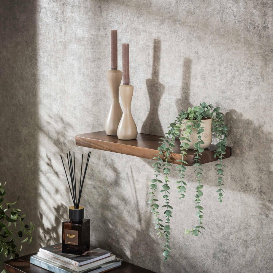Wandplank Carve 60 cm Massief acacia bruin Wandplank Carve 60 cm Massief acacia bruin afbeelding 1