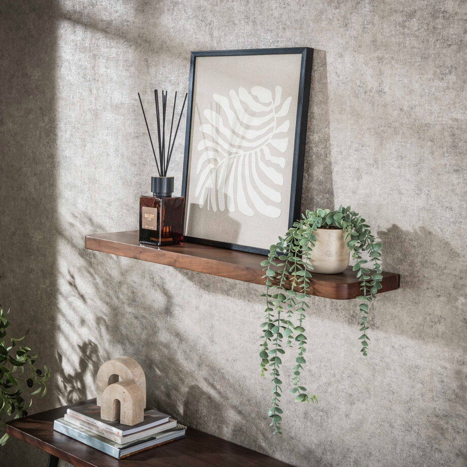 Wandplank Carve 90 cm Massief acacia bruin Wandplank Carve 90 cm Massief acacia bruin afbeelding 1