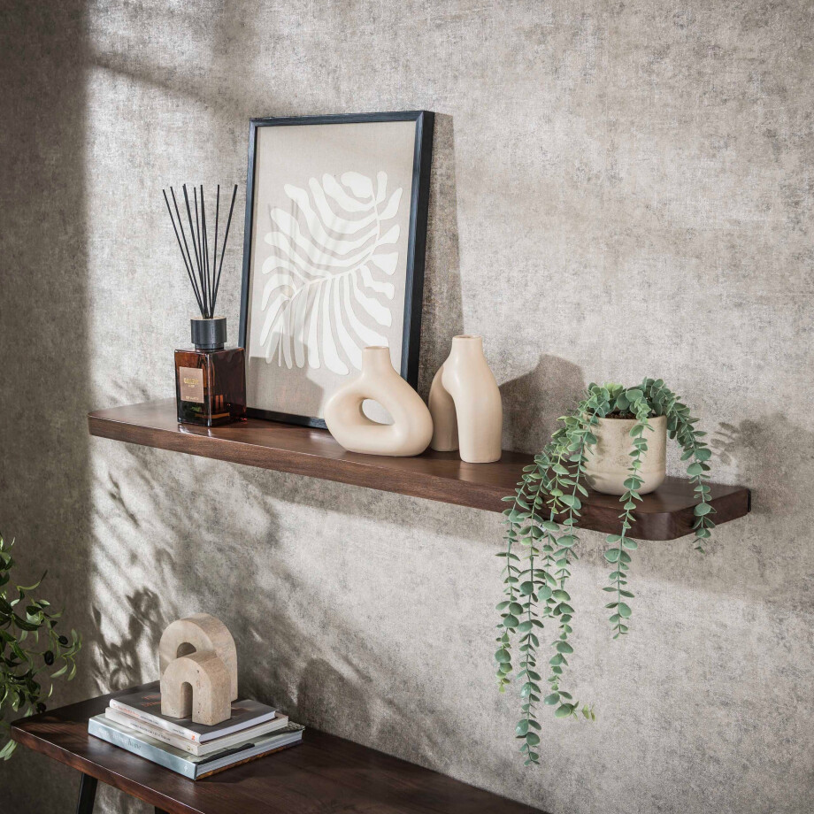 Wandplank Carve 120 cm Massief acacia bruin Wandplank Carve 120 cm Massief acacia bruin afbeelding 1
