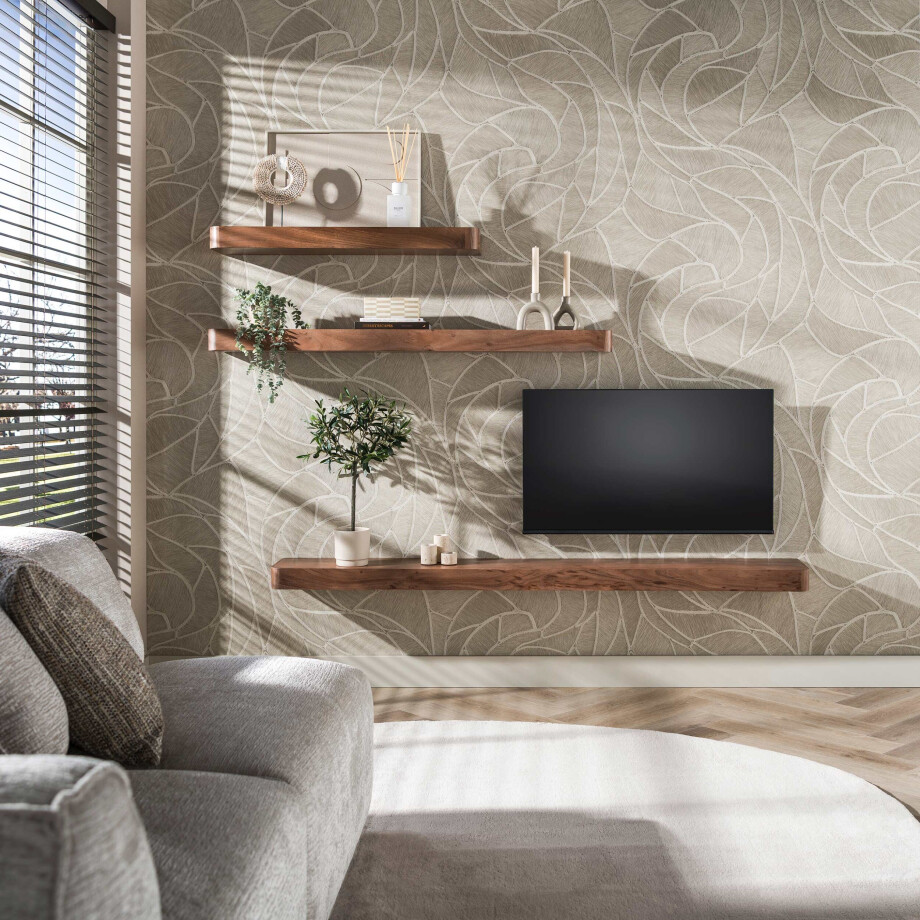 Wandplank Carve 100 cm Massief acacia bruin Wandplank Carve 100 cm Massief acacia bruin afbeelding 1