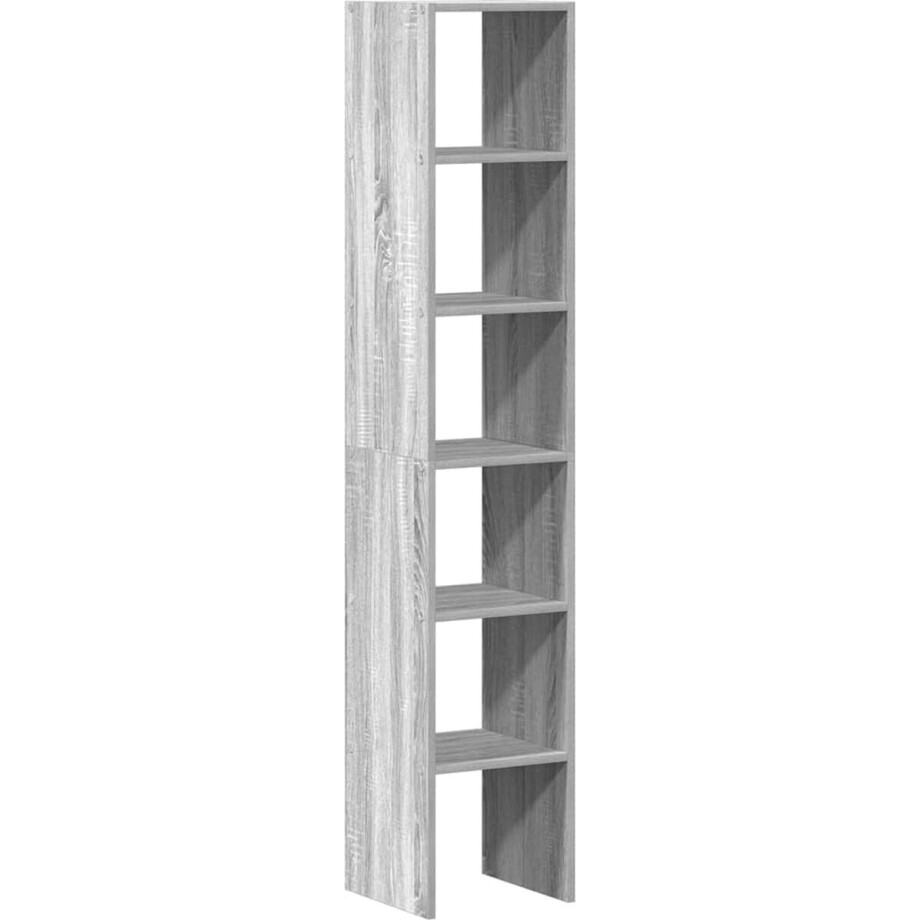 vidaXL - Boekenkasten - 2 - st - 30x30x80 - cm - bewerkt - hout - grijs - sonoma - eiken afbeelding 1