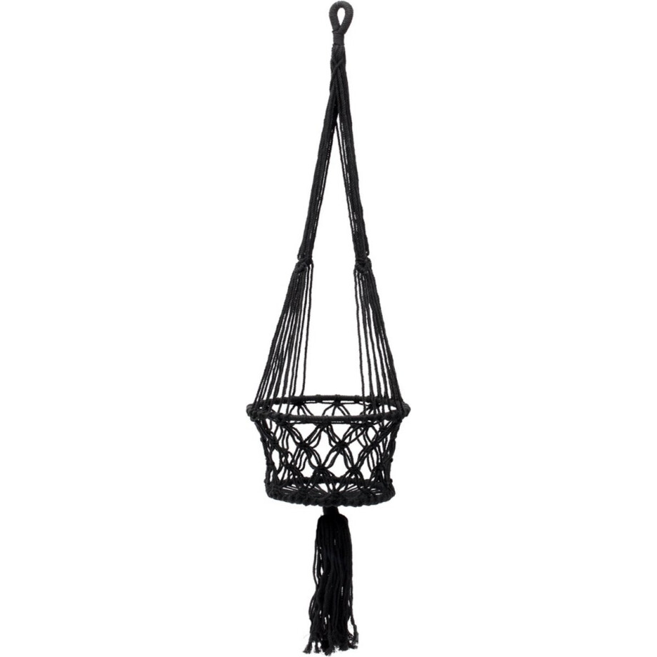 De Macrame Planthanger - Zwart - L afbeelding 1