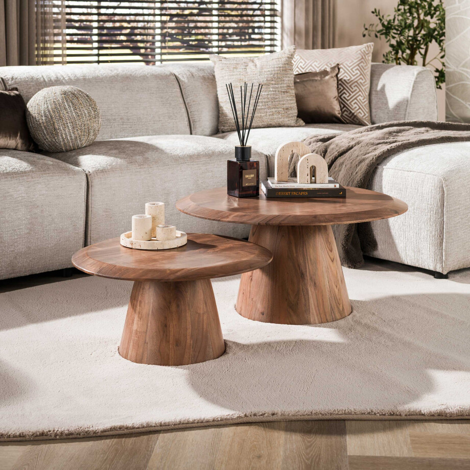 Salontafel Rona set van 2 Massief acacia bruin afbeelding 1