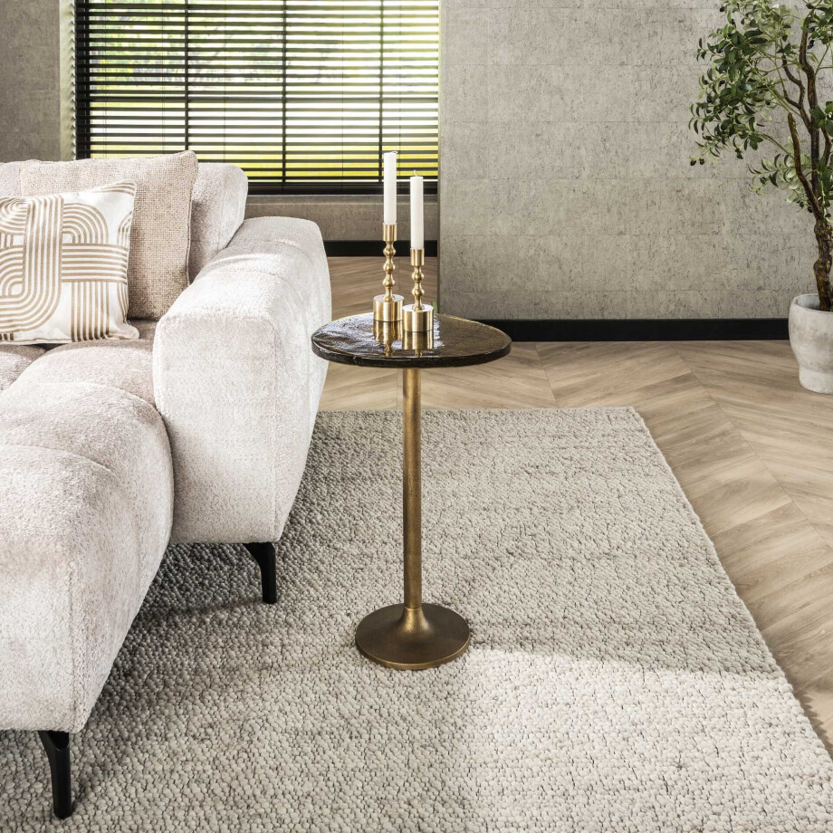 LifestyleFurn Organische Bijzettafel 'Cassidi' Glas, 38 x 33cm, kleur Goud Antiek afbeelding 1