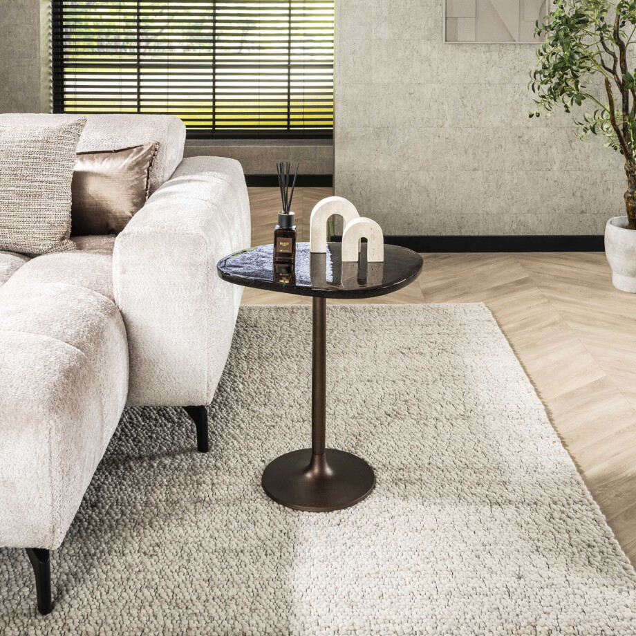 LifestyleFurn Organische Bijzettafel 'Cassidi' Glas, 50 x 42cm, kleur Koper Antiek afbeelding 1