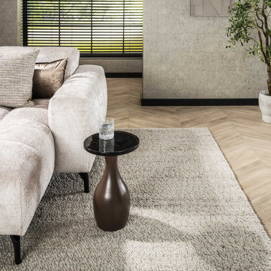 LifestyleFurn Ronde Bijzettafel 'Cassidi' Glas, 30cm, kleur Koper Antiek afbeelding 1