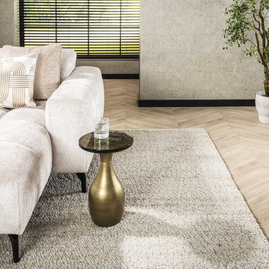 LifestyleFurn Ronde Bijzettafel 'Cassidi' Glas, 30cm, kleur Goud Antiek afbeelding 1