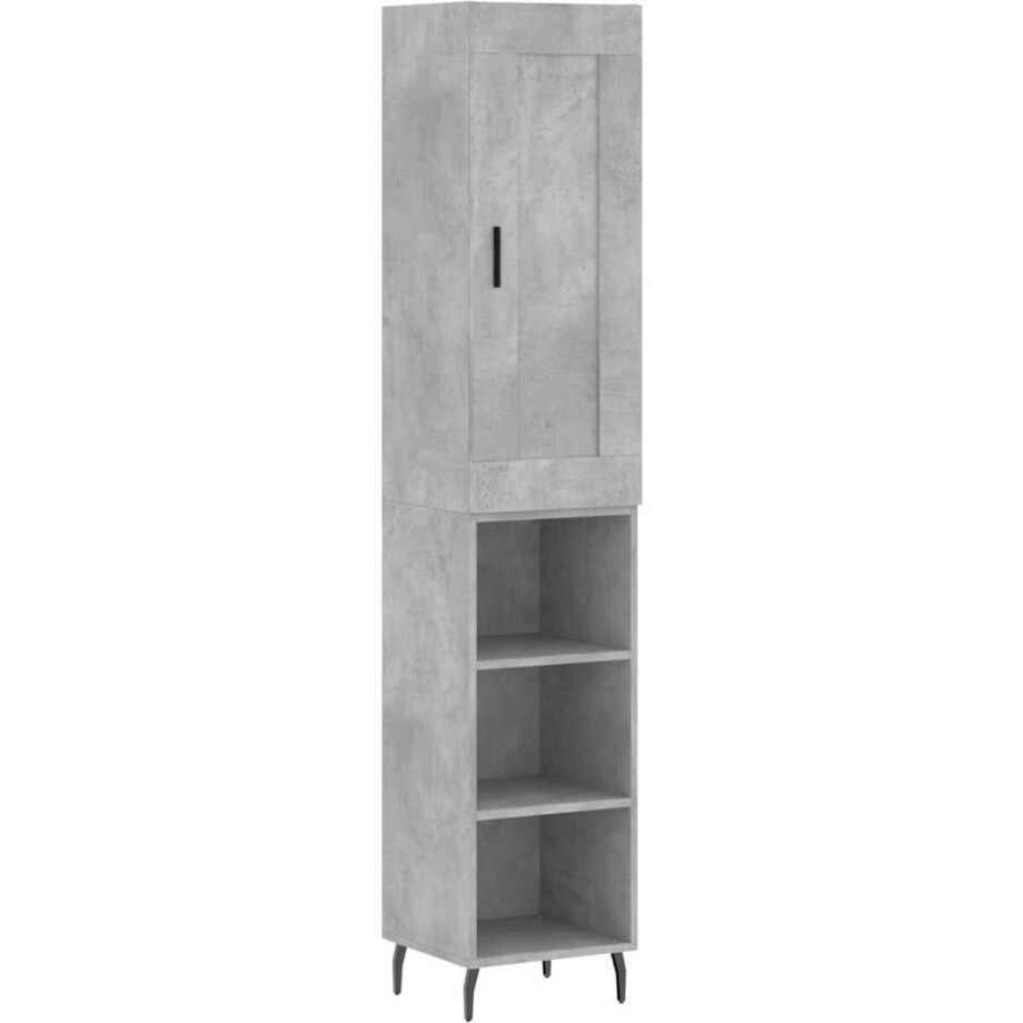 vidaXL - Hoge - kast - 34,5x34x180 - cm - bewerkt - hout - betongrijs vidaXL - Hoge - kast - 34,5x34x180 - cm - bewerkt - hout - betongrijs afbeelding 1