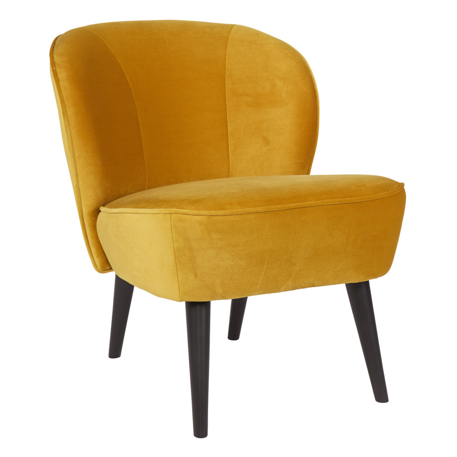 WOOOD Fauteuil 'Sara' Velvet, kleur Okergeel afbeelding 1